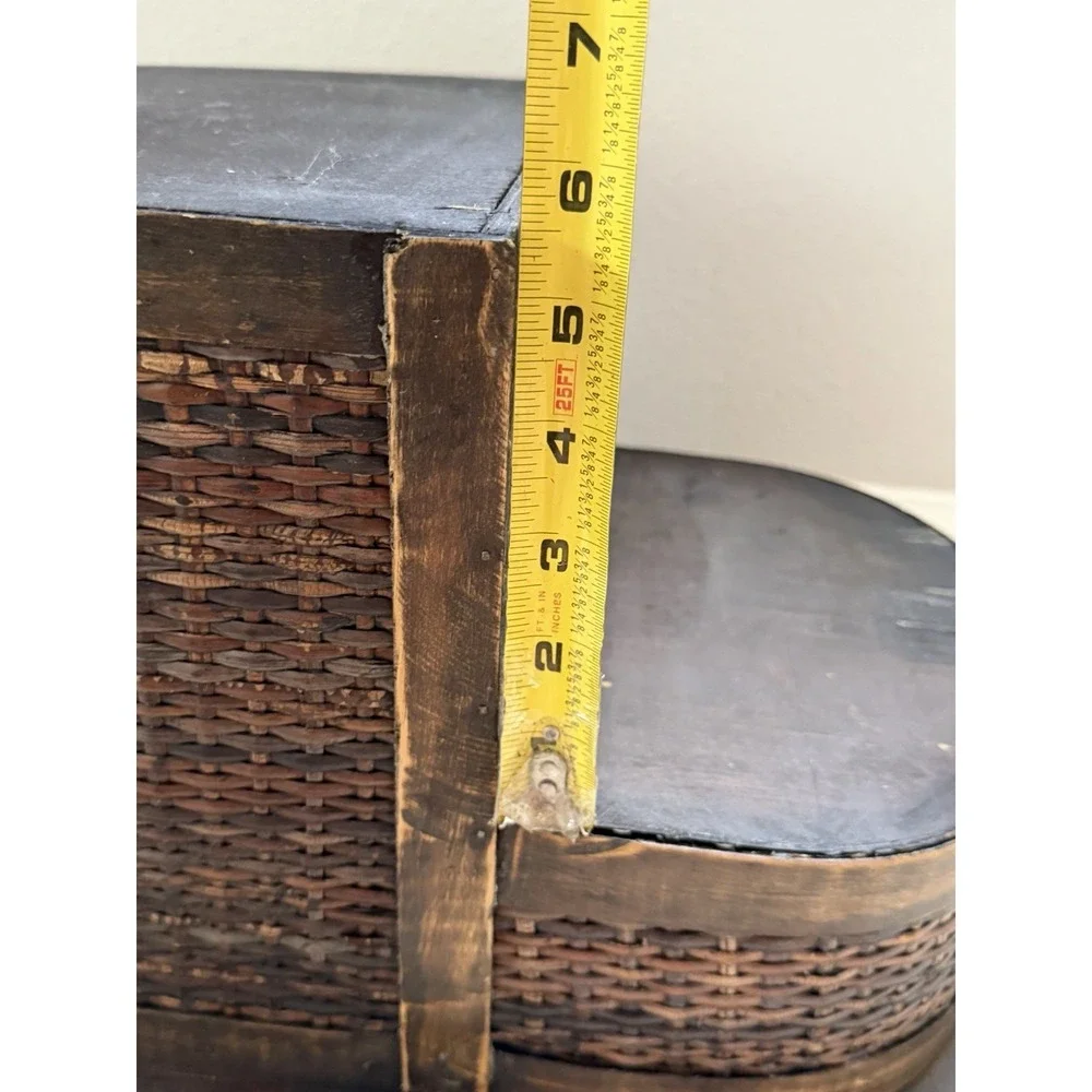 VTG Wood Wicker Stair Staircase Basket 18